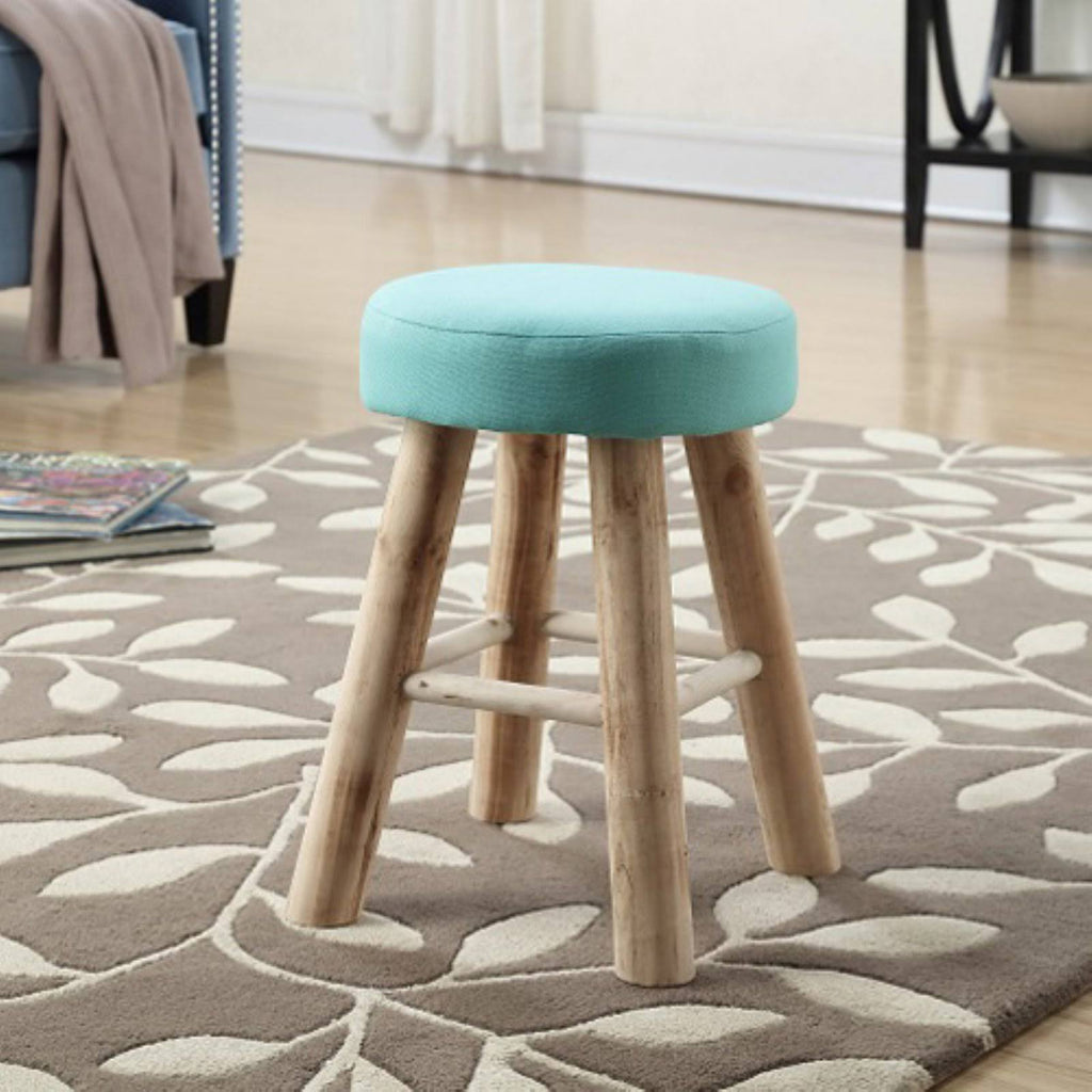 Natural and Mint Fabric Cane Stool O272