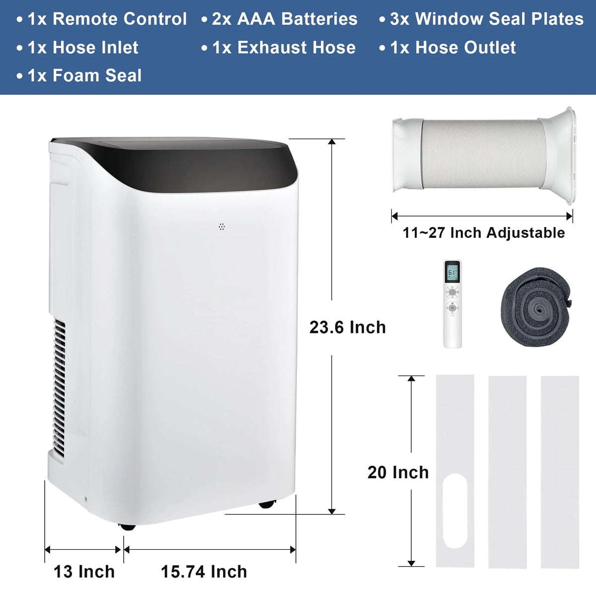 8000 BTU Portable Air Conditioner with Dehumidifier & Fan R9840