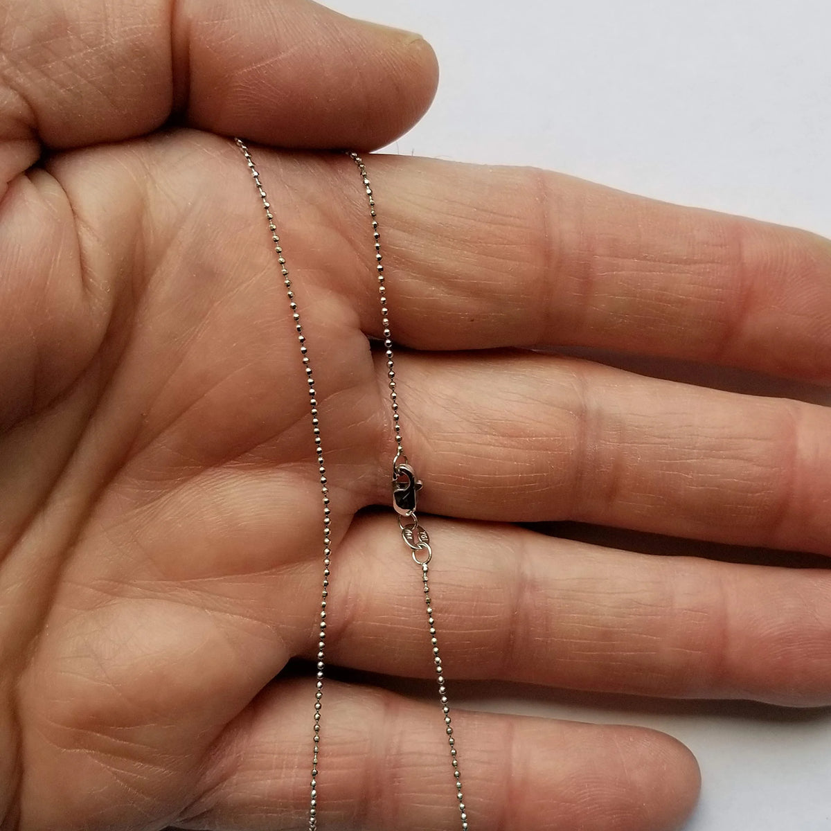 14k Solid White Gold Diamond-Cut Bead Chain Necklace, 20 Inches G4077