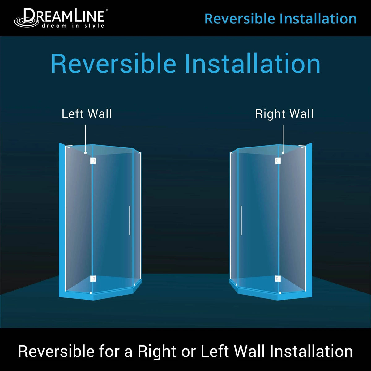 Frameless Hinged Shower Enclosure in Satin Black R58467
