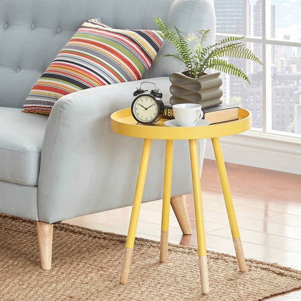 Yellow Round Bentwood Top End Table V841