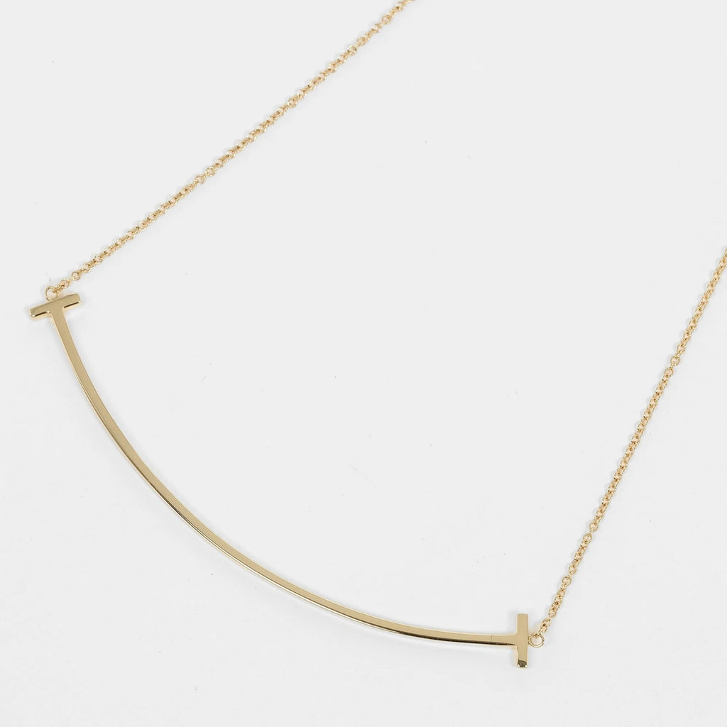 T Smile Large Necklace 6.9cm K18 YG Yellow Gold Approx. 3.8g D18998