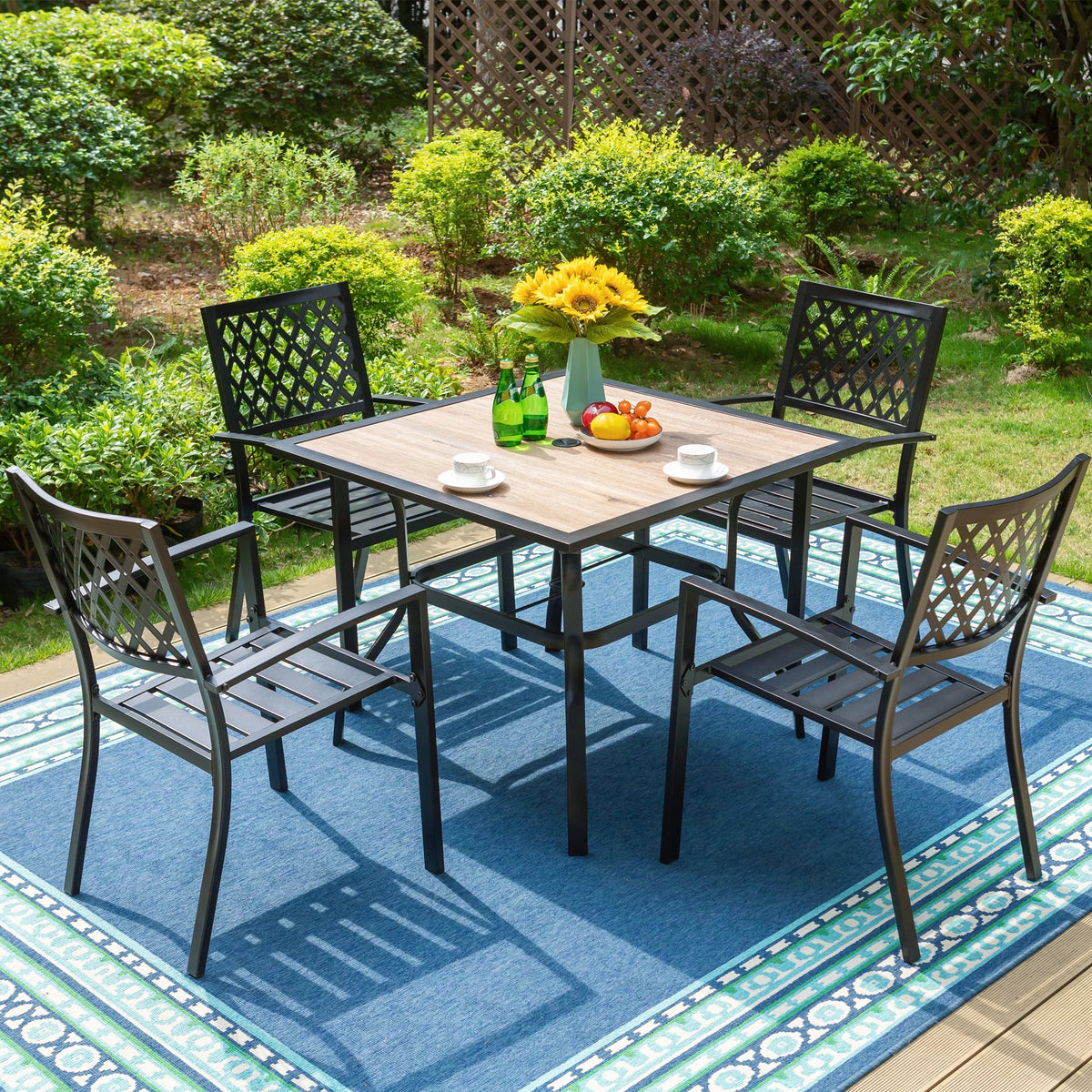 5-Piece Outdoor Patio Dining Set Black U224