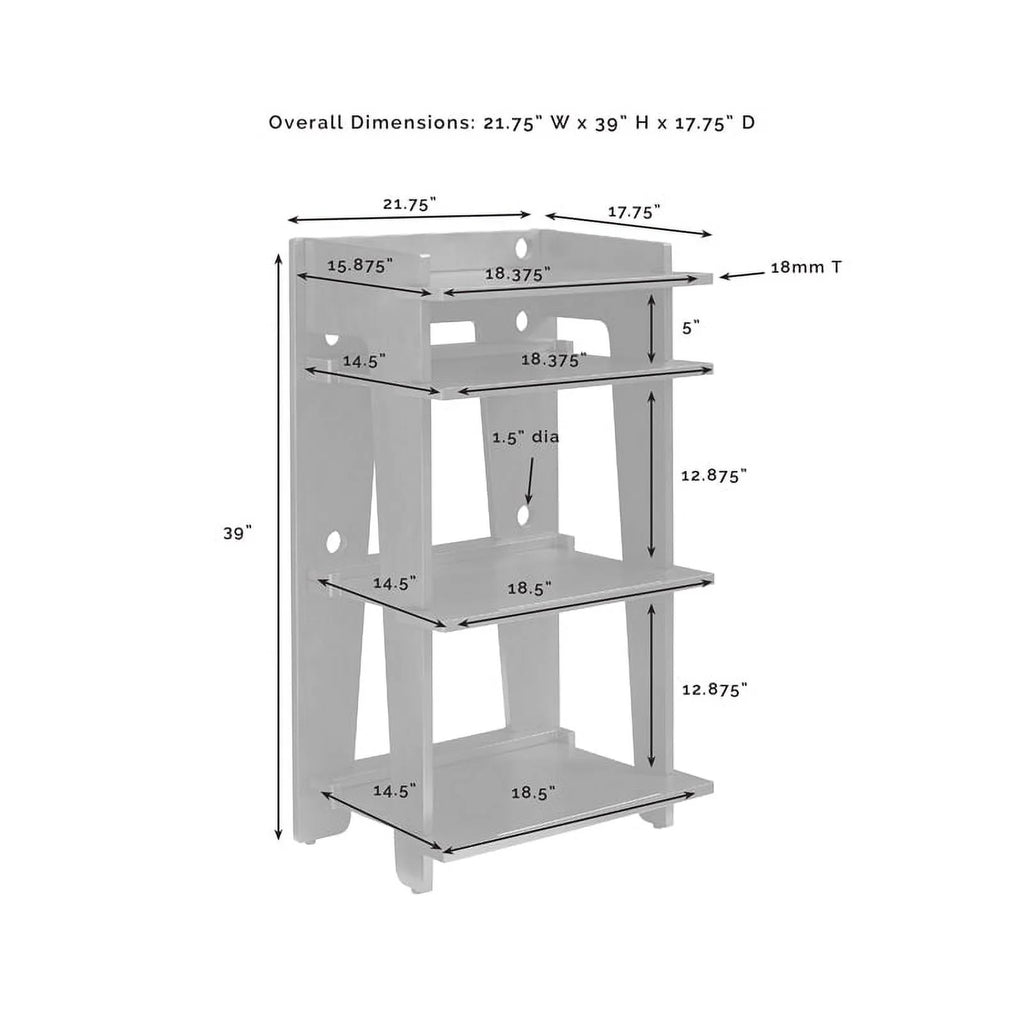 Gray MDF Wood and Birch Veneer Turntable Stand H495