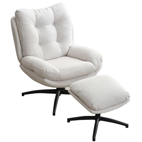Green Chenille Swivel Accent Chair with Ottoman H32359