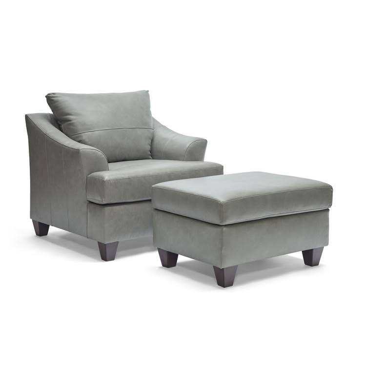 Silver Leather Ottoman H907596