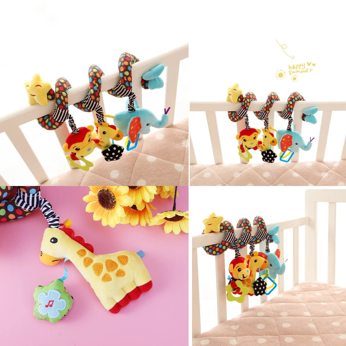Baby Stroller Wrap Around Toys Infant Car Seat Activity Spiral Plush Toy D8171