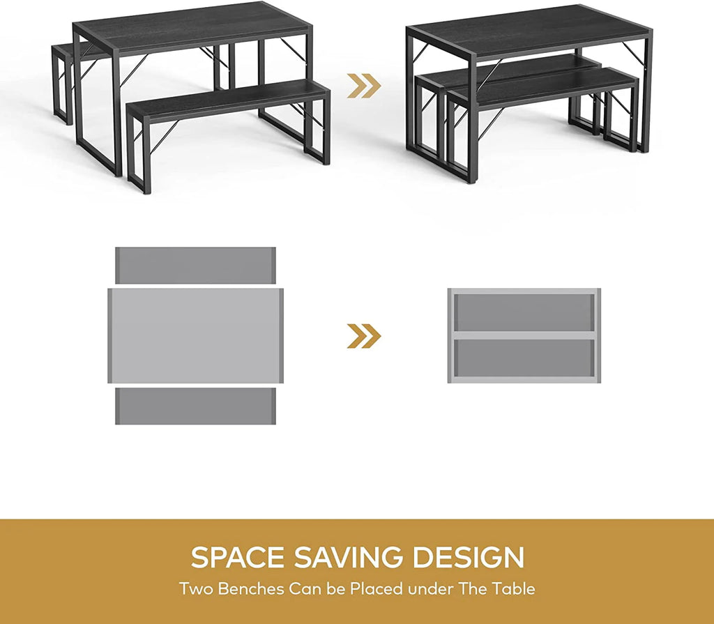 Black Modern Dining Table and Chairs for 4 F344489