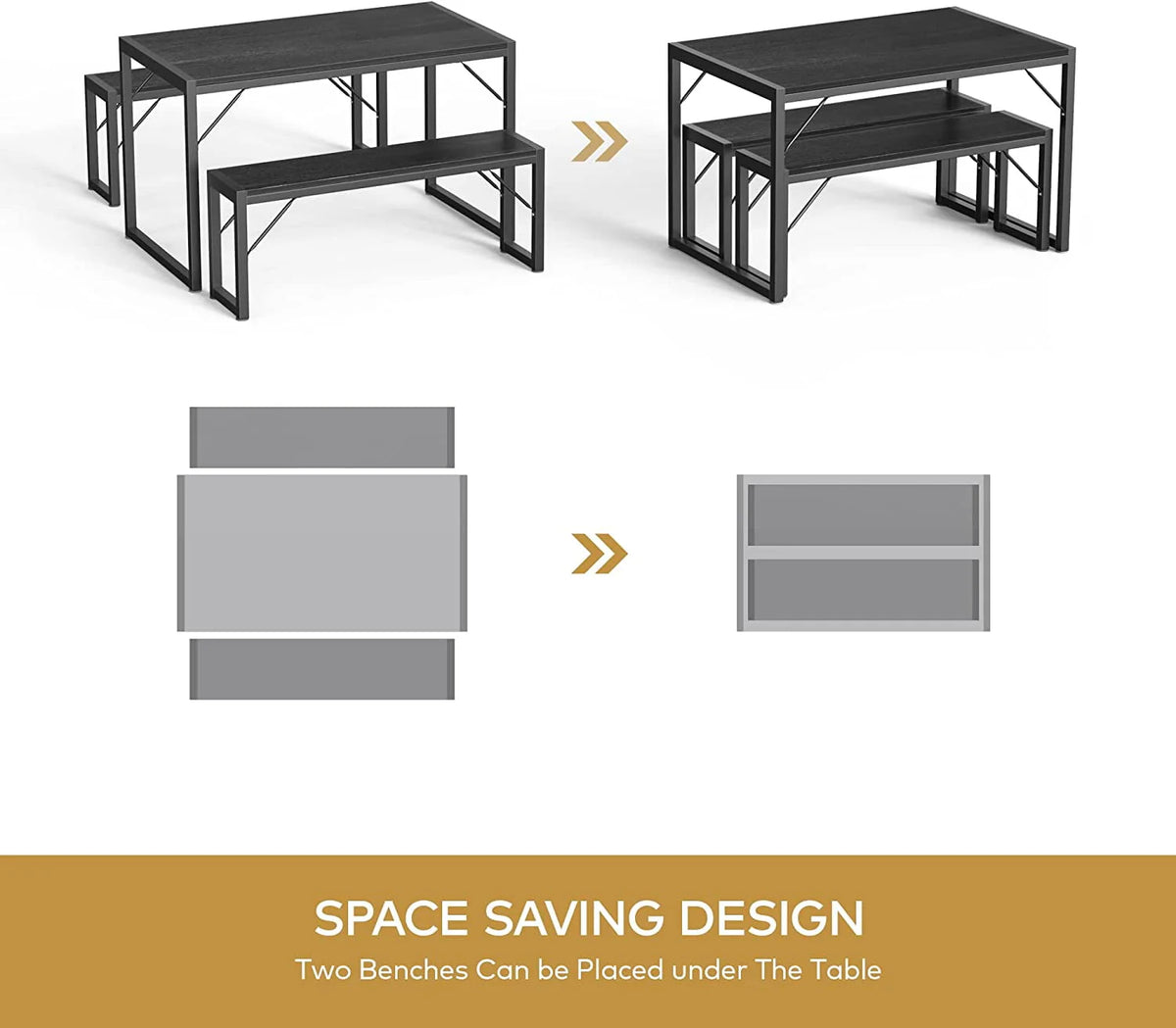 Black Modern Dining Table and Chairs for 4 F344489
