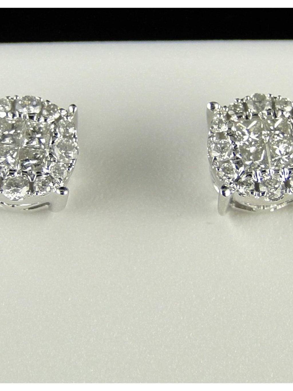 14K White Gold Princess Cut Diamond Stud Earrings 1/2 Ct Y282016