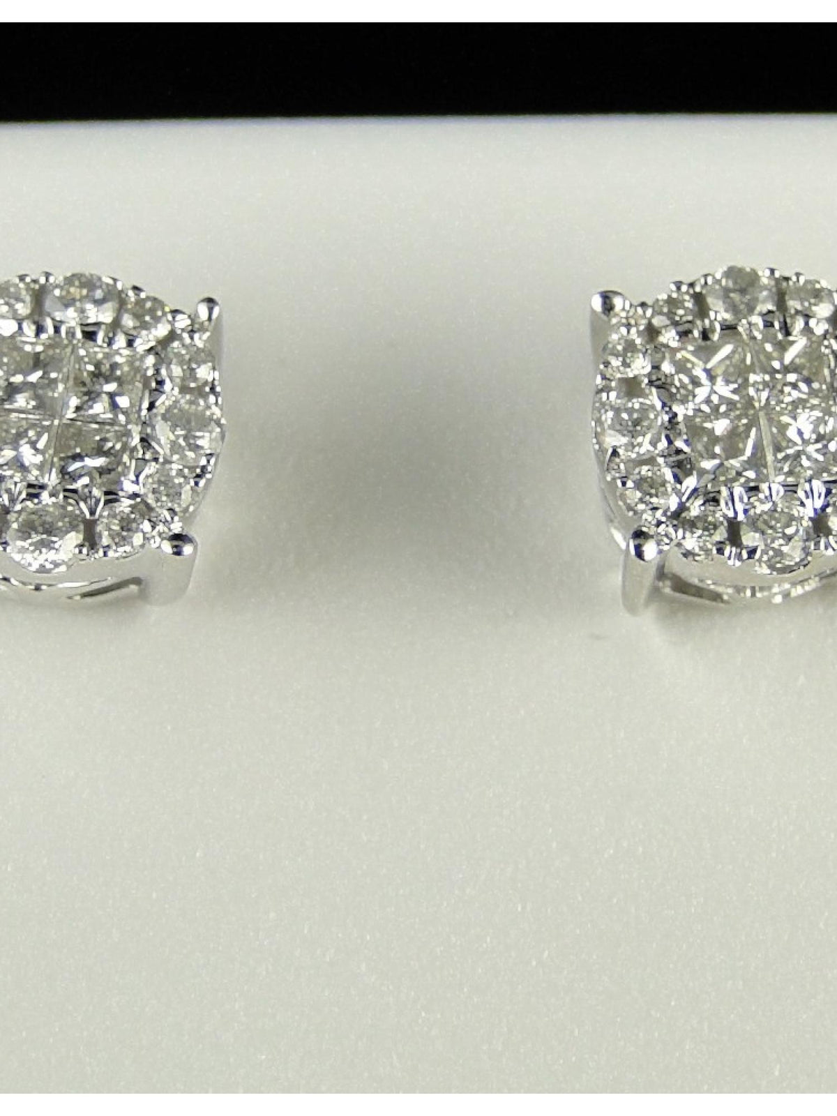 14K White Gold Princess Cut Diamond Stud Earrings 1/2 Ct Y282016