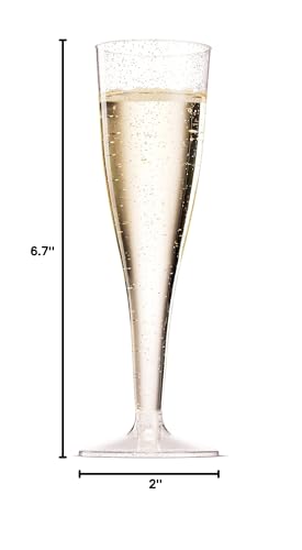 50 Pack 5 Oz Gold Rimmed Clear Plastic Champagne Flutes Z970597