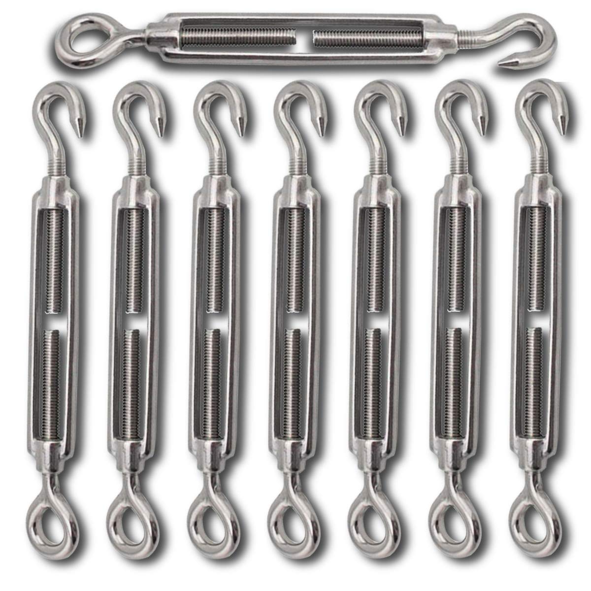 304 Stainless Steel Adjustable Wire Rope Tensioner Kit with Hooks J656766