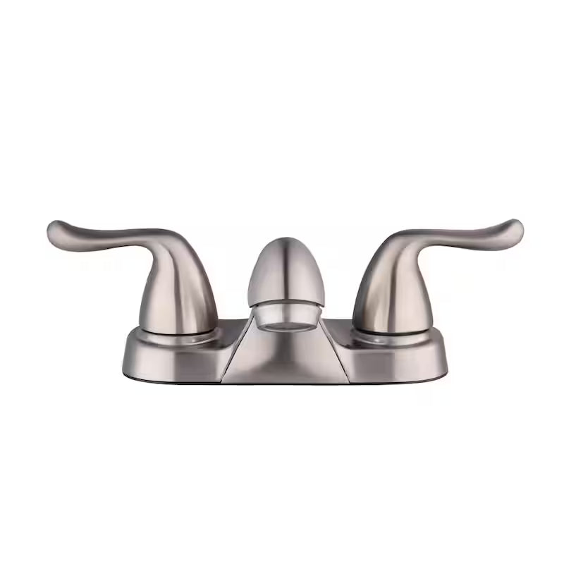 4 in. Centerset Double-Handle Low-Arc Bathroom Faucet in Brushed Nickel (2-Pack) K413