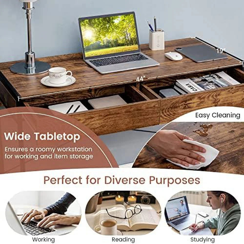 44 inch Computer Desk with 2 Drawers Steel Frame K469