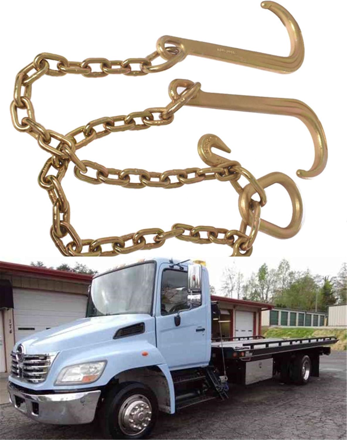 5/16 x 10 FT Grade 70 Tow Chain with 15 J Hook and T Hook Mini J Hook, Pack of 2 L769741