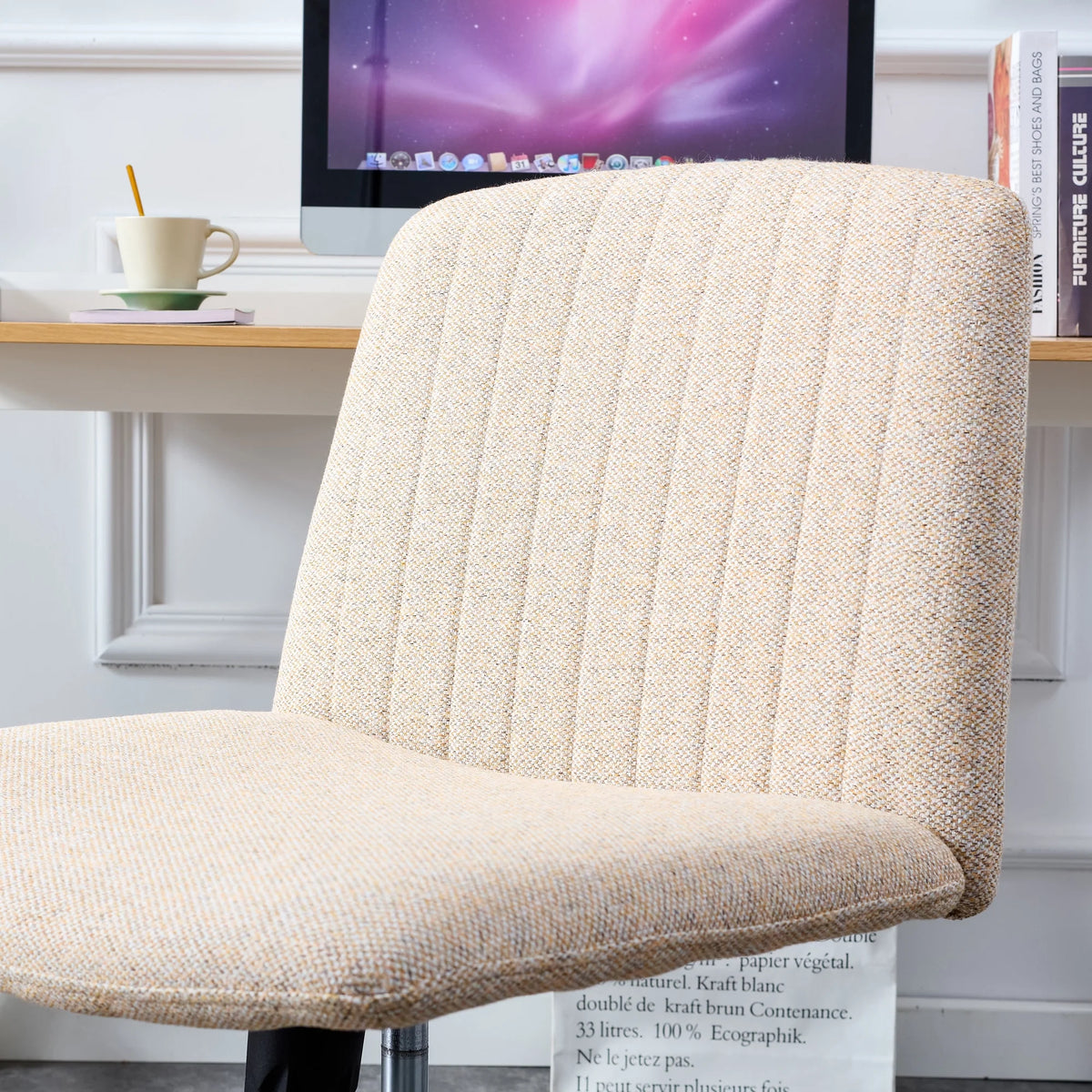 Adjustable Swivel Home Office Computer Chair with Cushion & Black Foot H6947