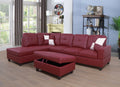 L-Shaped Faux Leather Sectional Sofa with Storage Ottoman L424181