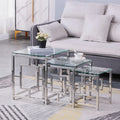 Set of 3 Metal Nesting Tables Glass End Tables O257842