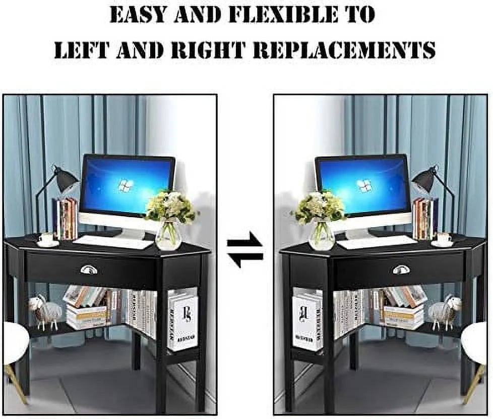 Corner Computer Desk with Drawer and Shelves X580229