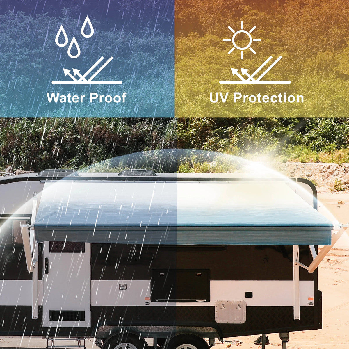 Grey Motorized Retractable RV Awning 20X8 ft Y966355