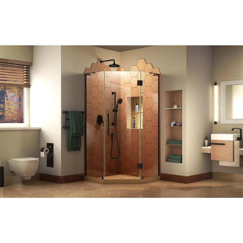 Frameless Hinged Shower Enclosure in Satin Black R58467
