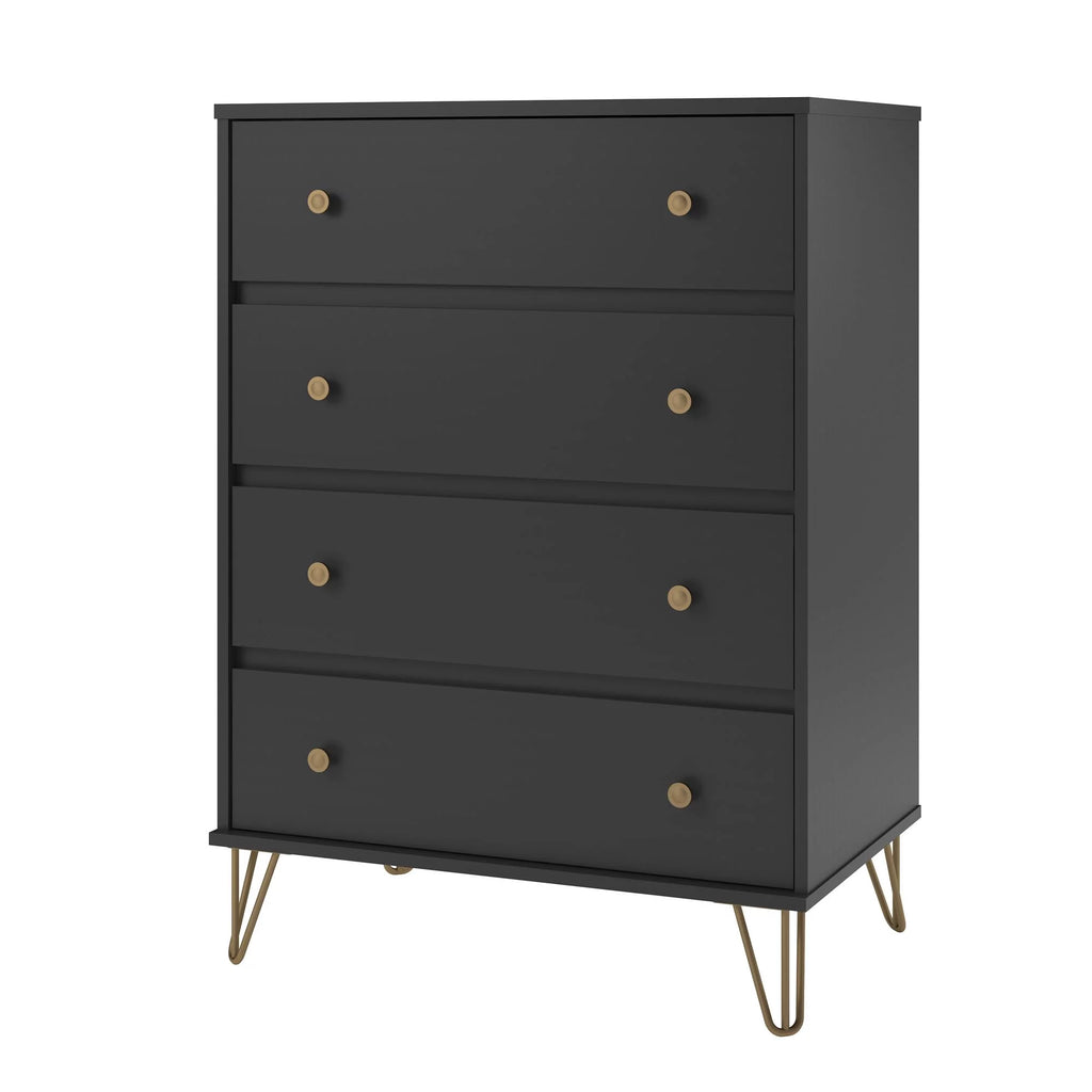 Black 4 Drawer Dresser U8175