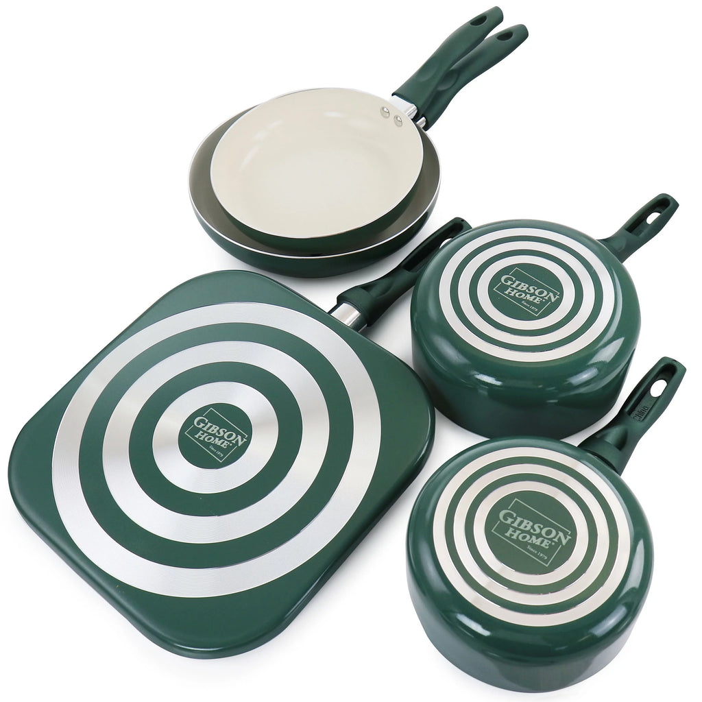 Green 11 Piece Ceramic Nonstick Aluminum Cookware Set N40894
