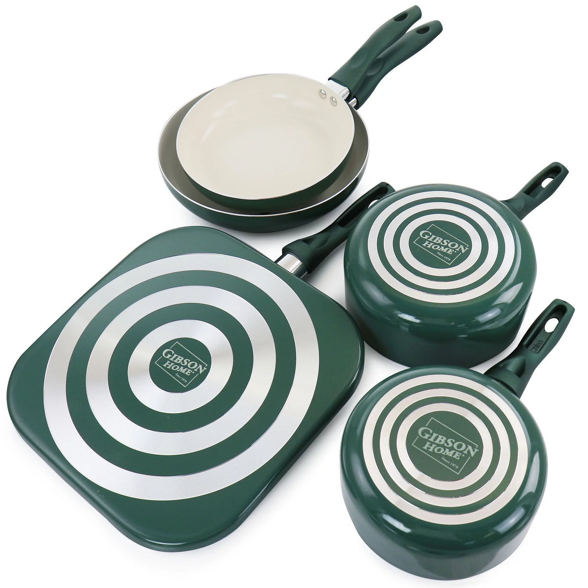 Green 11 Piece Ceramic Nonstick Aluminum Cookware Set N40894