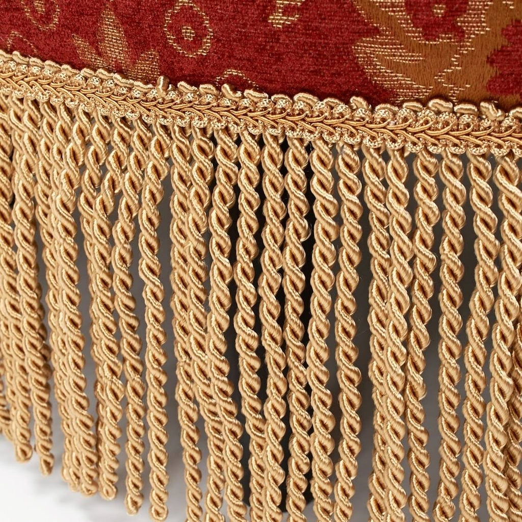 Red & Gold Jacquard Round Ottoman Footstool A446353