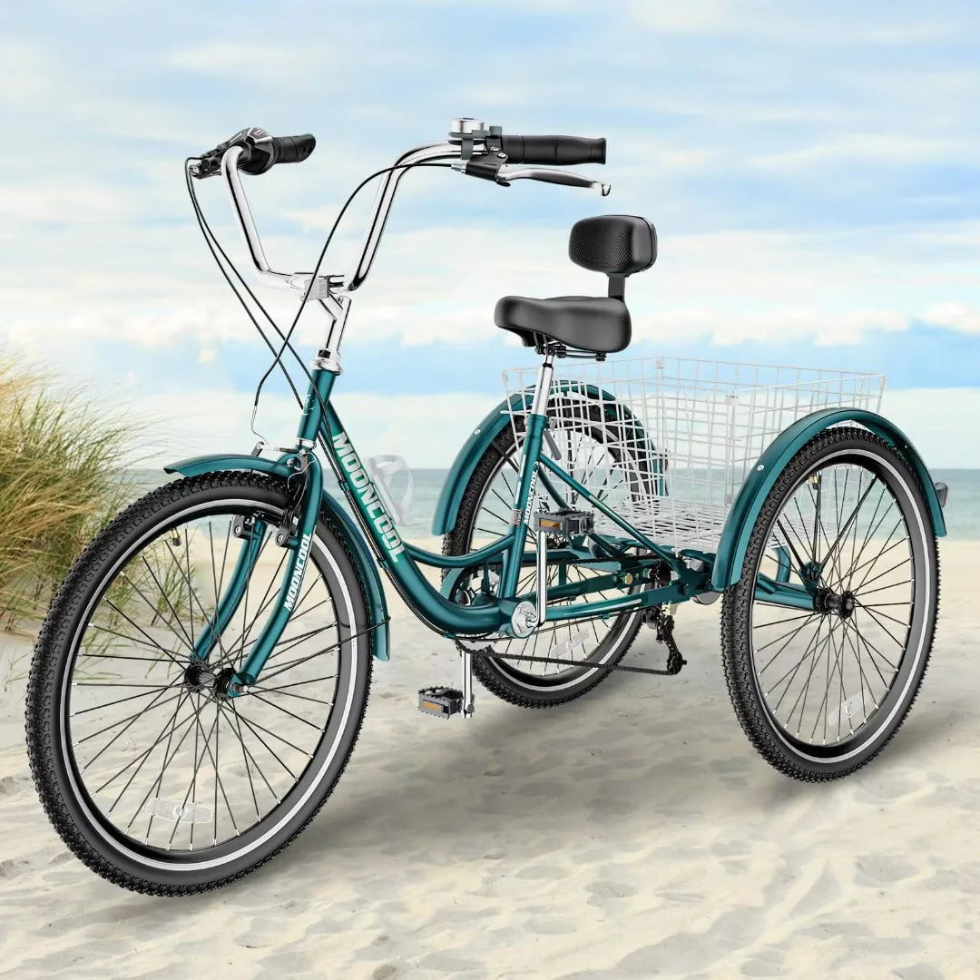 7 Speed 24inch Adult Tricycles with Shopping Basket G122019