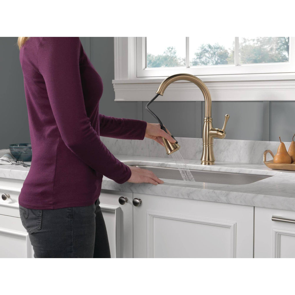 Champagne Bronze Single Handle Pull Down Kitchen Faucet P975997