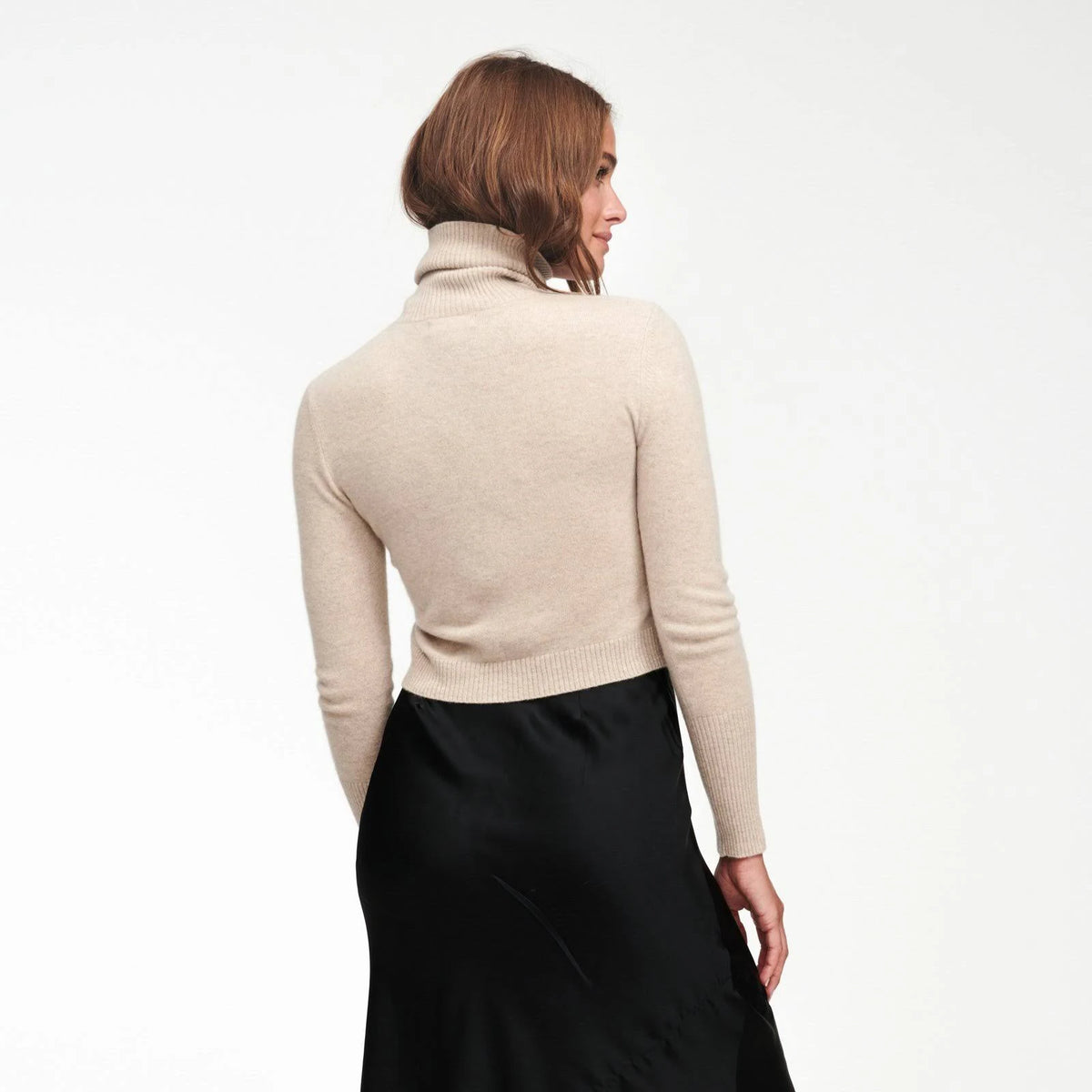 Cashmere Cropped Turtleneck Oatmeal I4656