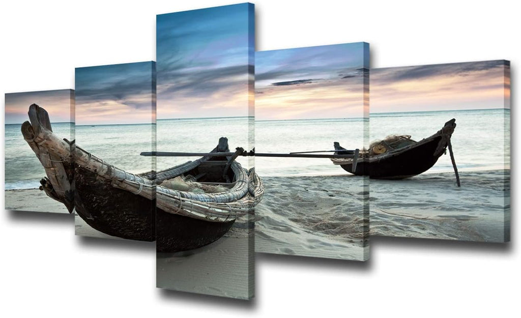 5 Panels Black and White Canvas Prints Wall Art S77507