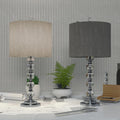 Crystal Linen Drum Shade Table Light Set of 2 H258793
