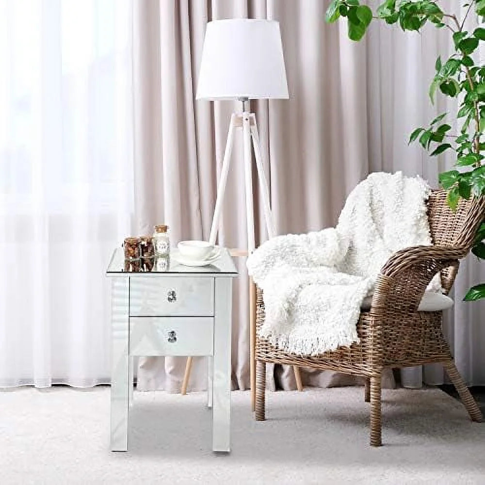 Mirrored Nightstand with 3 Drawers U518590