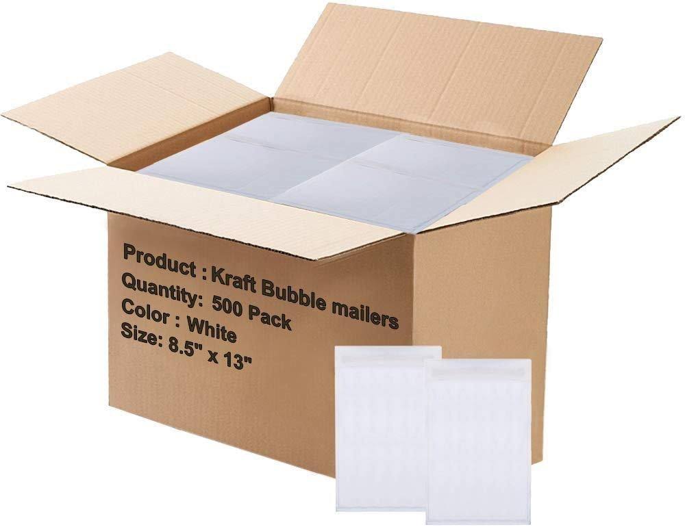 500 Pack White Kraft Self Seal Bubble Mailers Padded Envelopes V355
