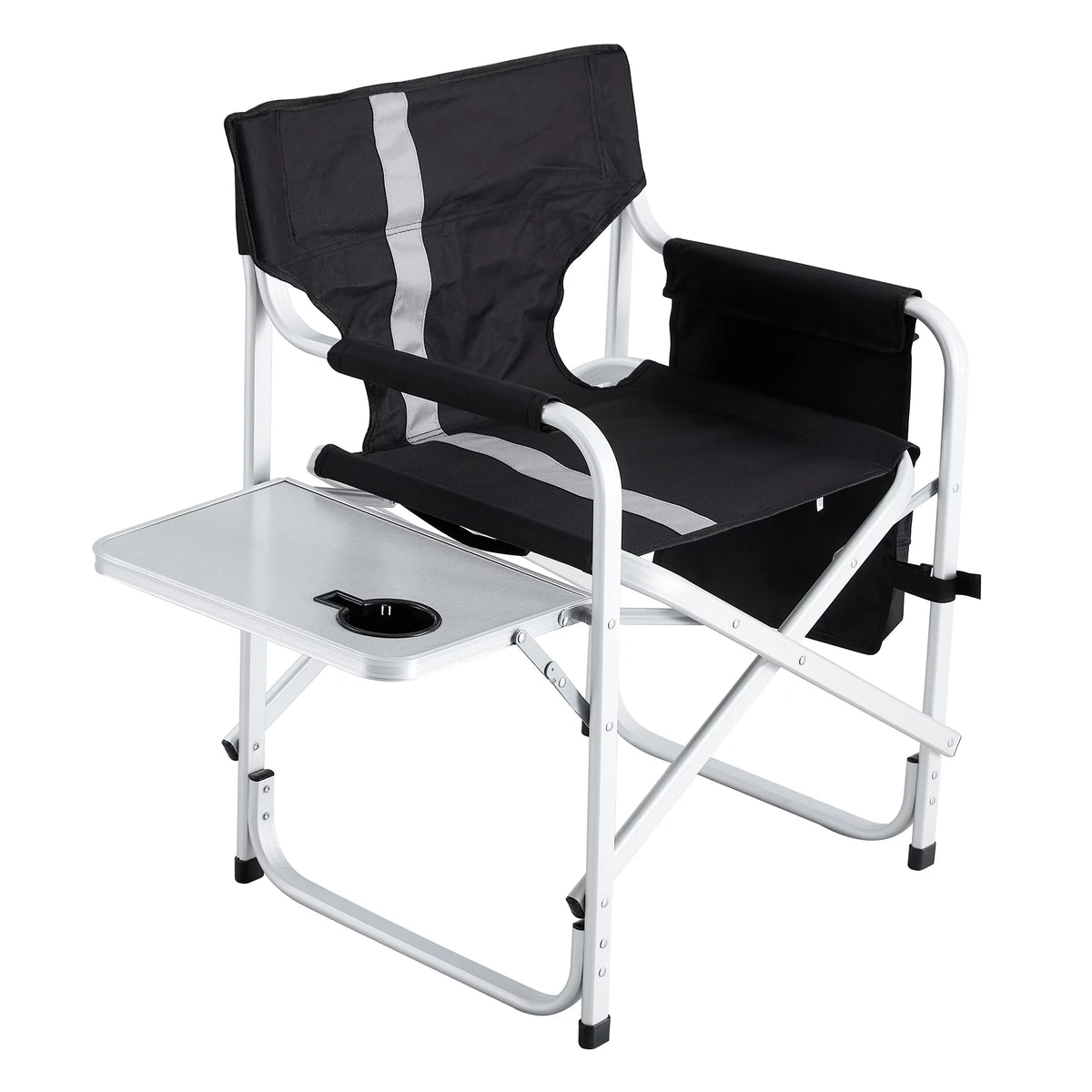 2 Piece Padded Folding Chair with Side Table and Storage Pockets W579768