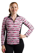 Zig Zag Pink Zip Mock O10166