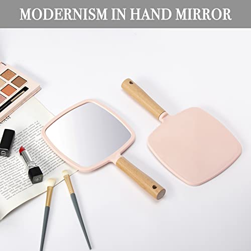 Hand Held Wood Mirror with Handle Q3701