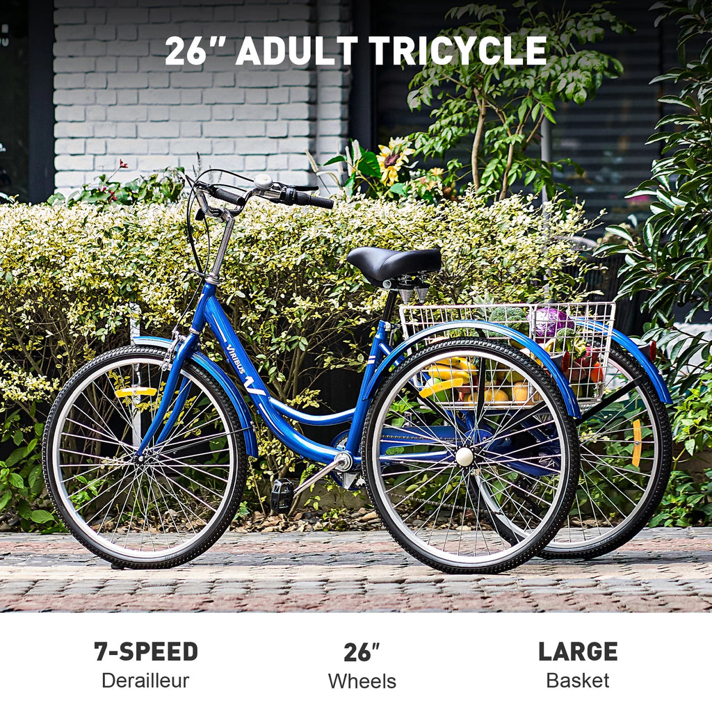 26 Inch 3 Wheel Bike with 7 Speeds & Basket R4889