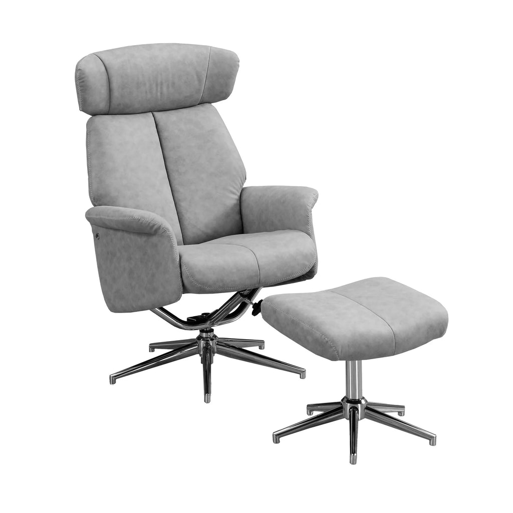 Charcoal Gray Reclining Chair with Ottoman Set of 2 D405