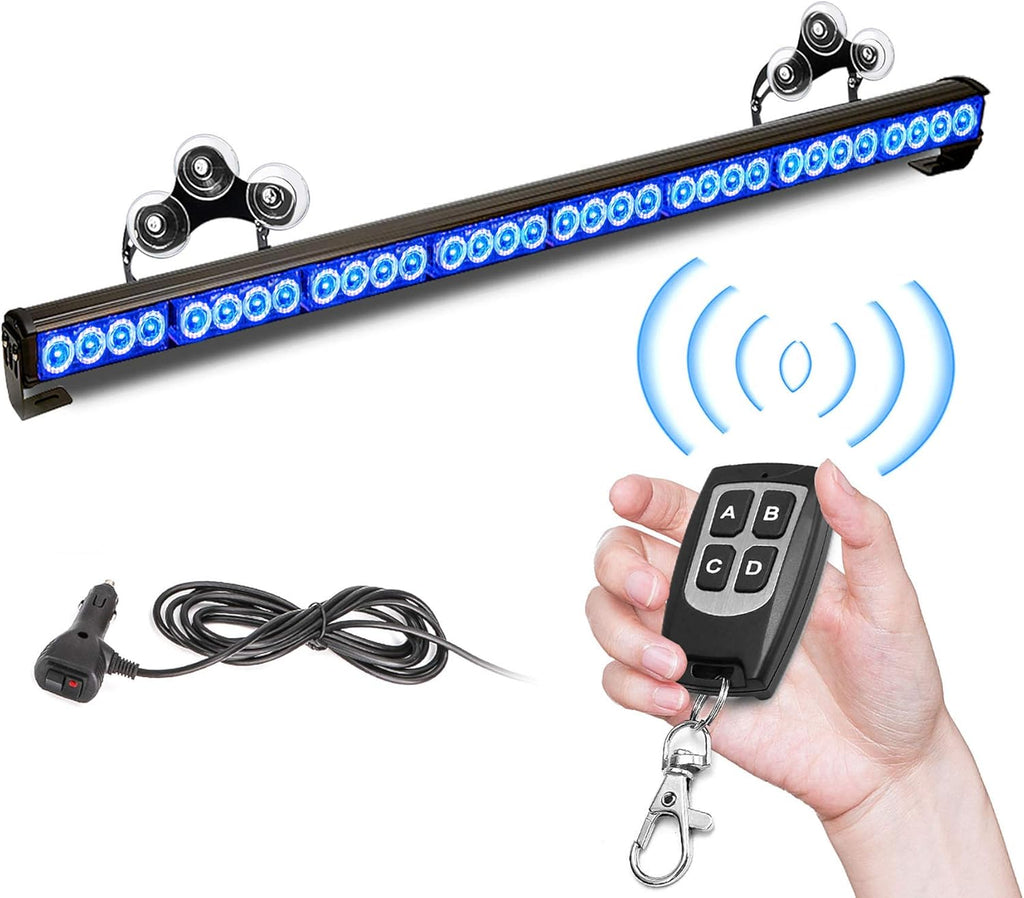 32 LED 35.5" Amber White Hazard Warning Strobe Light Bar Pack of 2 I61204