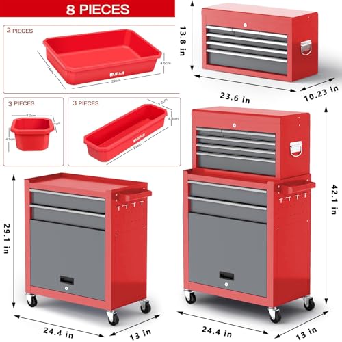 8 Drawer Rolling Metal Tool Chest with Wheels A341