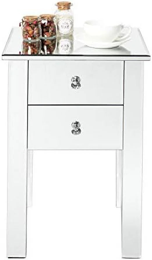Mirrored Nightstand with 3 Drawers U518590