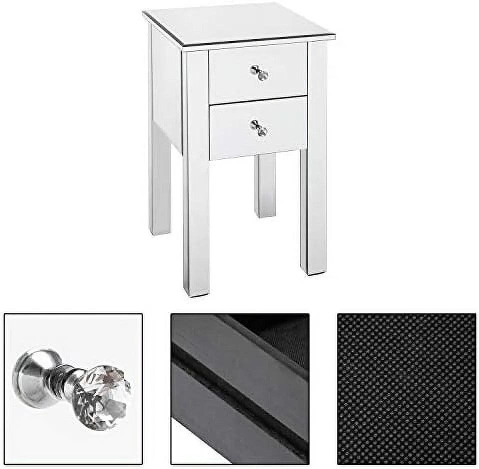 Mirrored Nightstand with 3 Drawers U518590