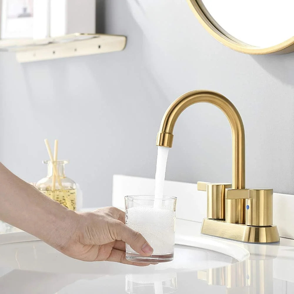 Brushed Gold 2 Handle Centerset Bathroom Faucet O44870