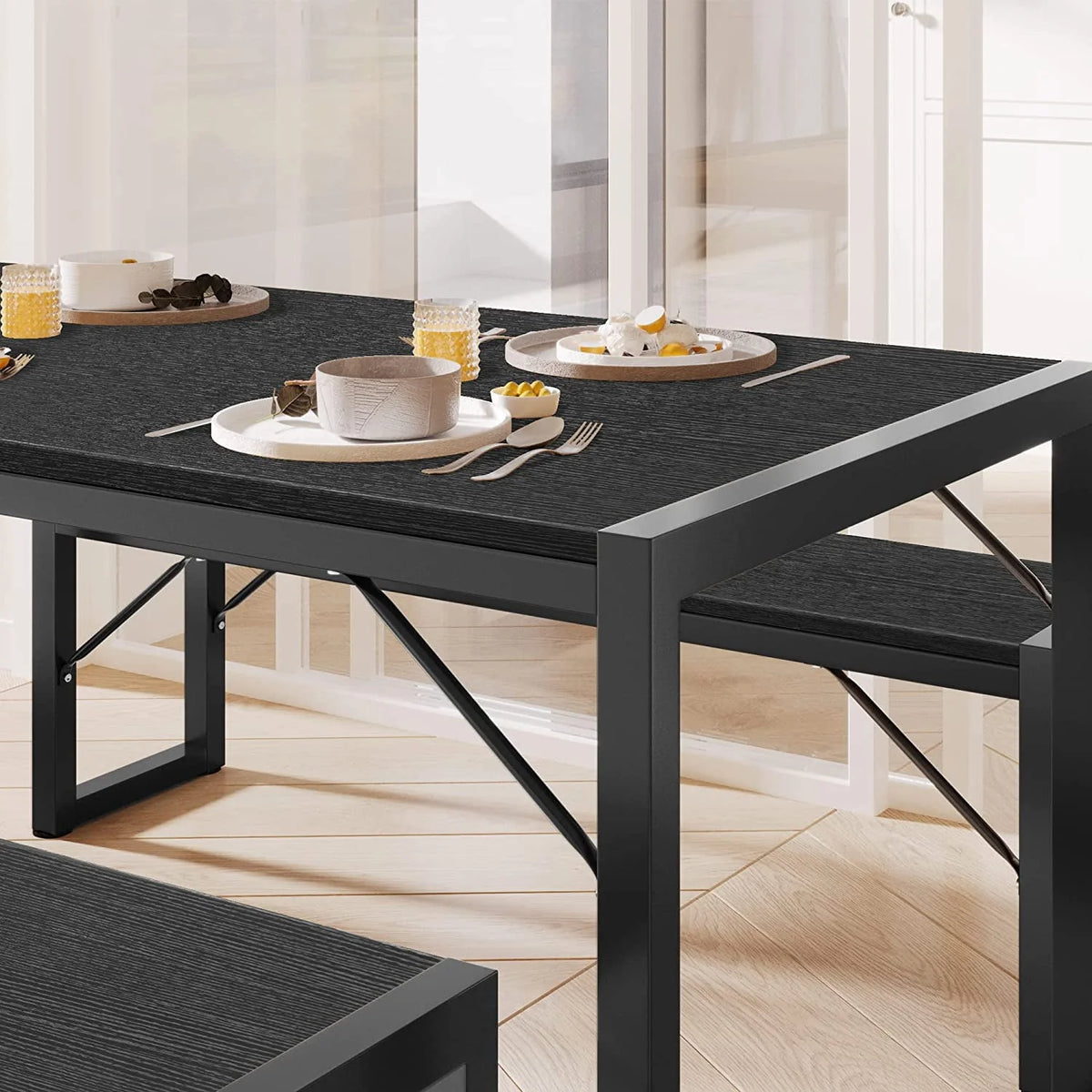 Black Modern Dining Table and Chairs for 4 F344489