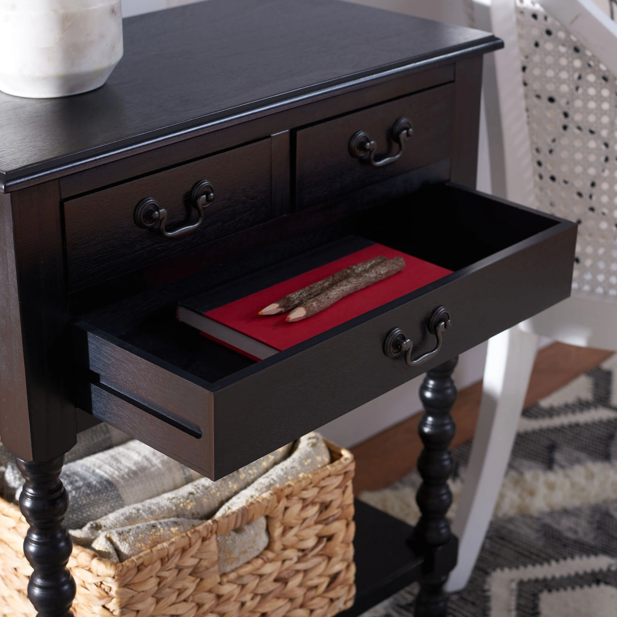 Black 3-Drawer Wood Console Table K7161