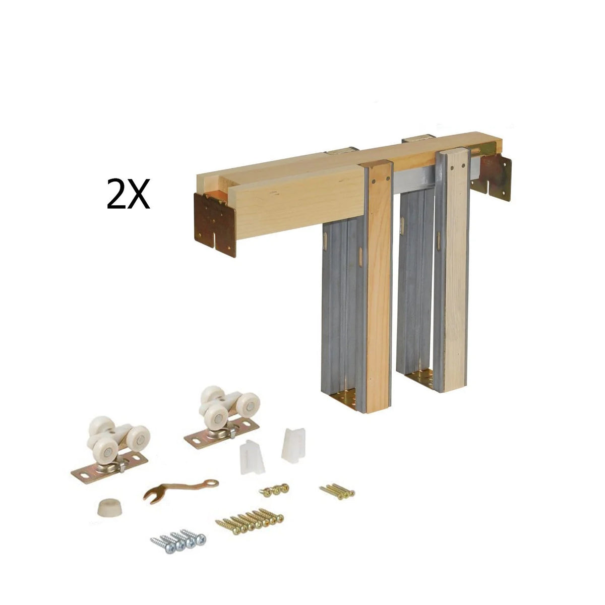 Sliding French Double Pocket Doors 36 x 96 inches Opaque Glass 2 Lites White Silk MDF Interior Doors F876746